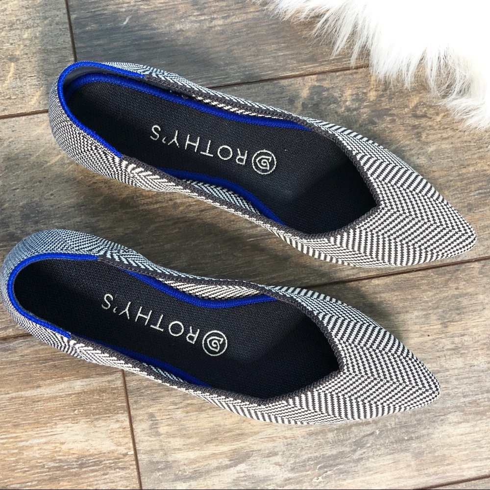 Rothy’s Flannel Gray Herringbone flats, Size 8
